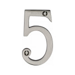 M Marcus Heritage Brass Numeral 5 - Face Fix 76mm Slimline font